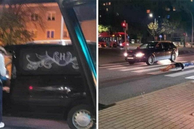 В Польше водитель потерял покойника посреди дороги